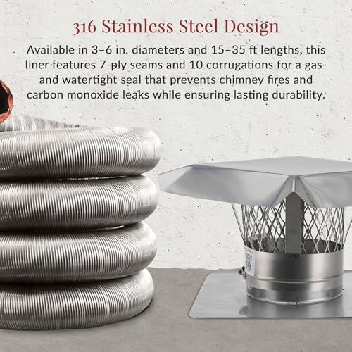 Fireside Chimney Supply Fireside Chimney Supply FireFlex Smooth Wall Basic Chimney Liner Kit - 4in x 20ft