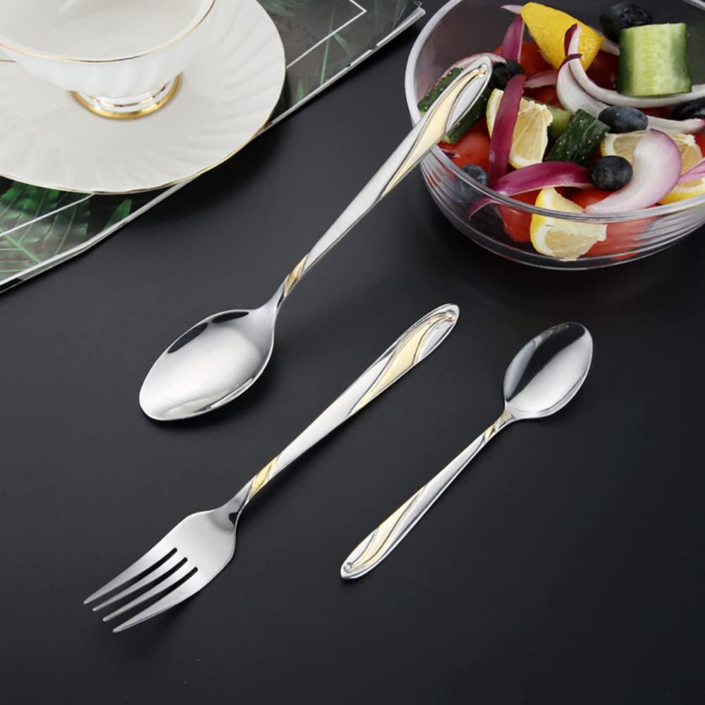 TWEE Gold Silverware Set 24 Piece Cutlery Set for 6 Premium Stainless Steel Flatware Sets Include Teaspoons Knifes Forks and Spoons Home Kitchen Restaurant Hotel Tableware Utensils Set