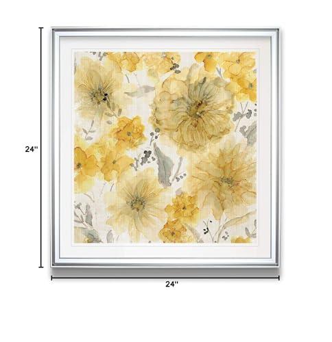 Renditions Gallery Renditions Gallery Sunshine and Linen Abstract Artwork Contemporary Art Framed Yellow Flower Pictures Giclee Prints Home Wall Decor