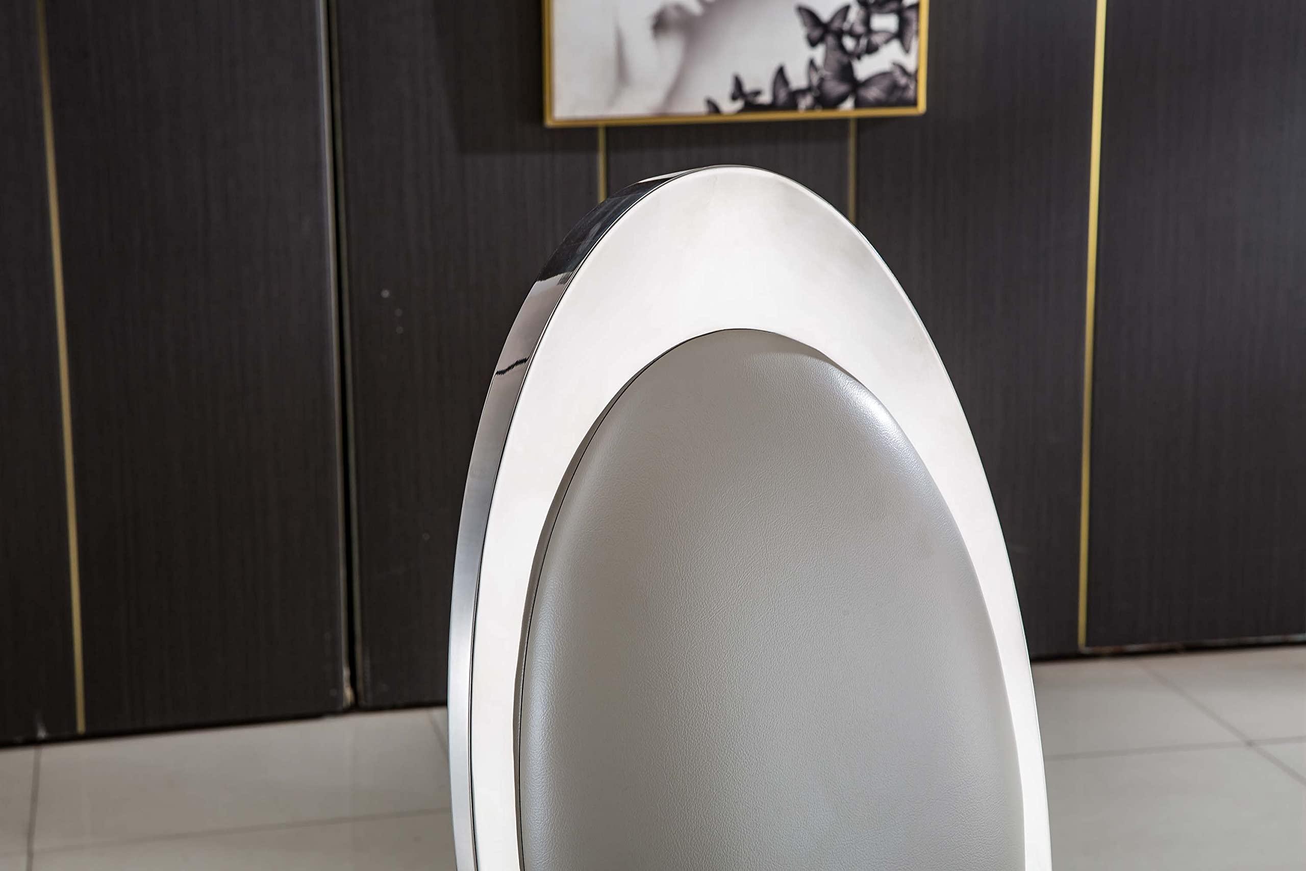 HomVent HomVent Silver Faux Marble Dining Table Set for 4, Modern Large Marble Kitchen Table Set and 4 Leatherette Dining Chair with Silver Finish Stainless Steel Legs for Kitchen Living Room