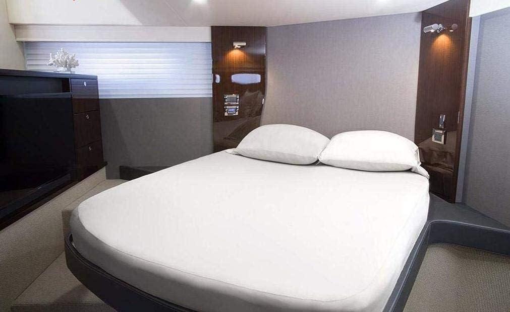 British-Linen Boating Sheet Set - 100% Egyptian Cotton Universal AFT Berth Size - 600TC Boat Berth & Sailboats Mattress Pad Covers - Upto 18\" Deep Pocket 4pc Set - Taupe Solid - Best Boat Cabin Bedding.