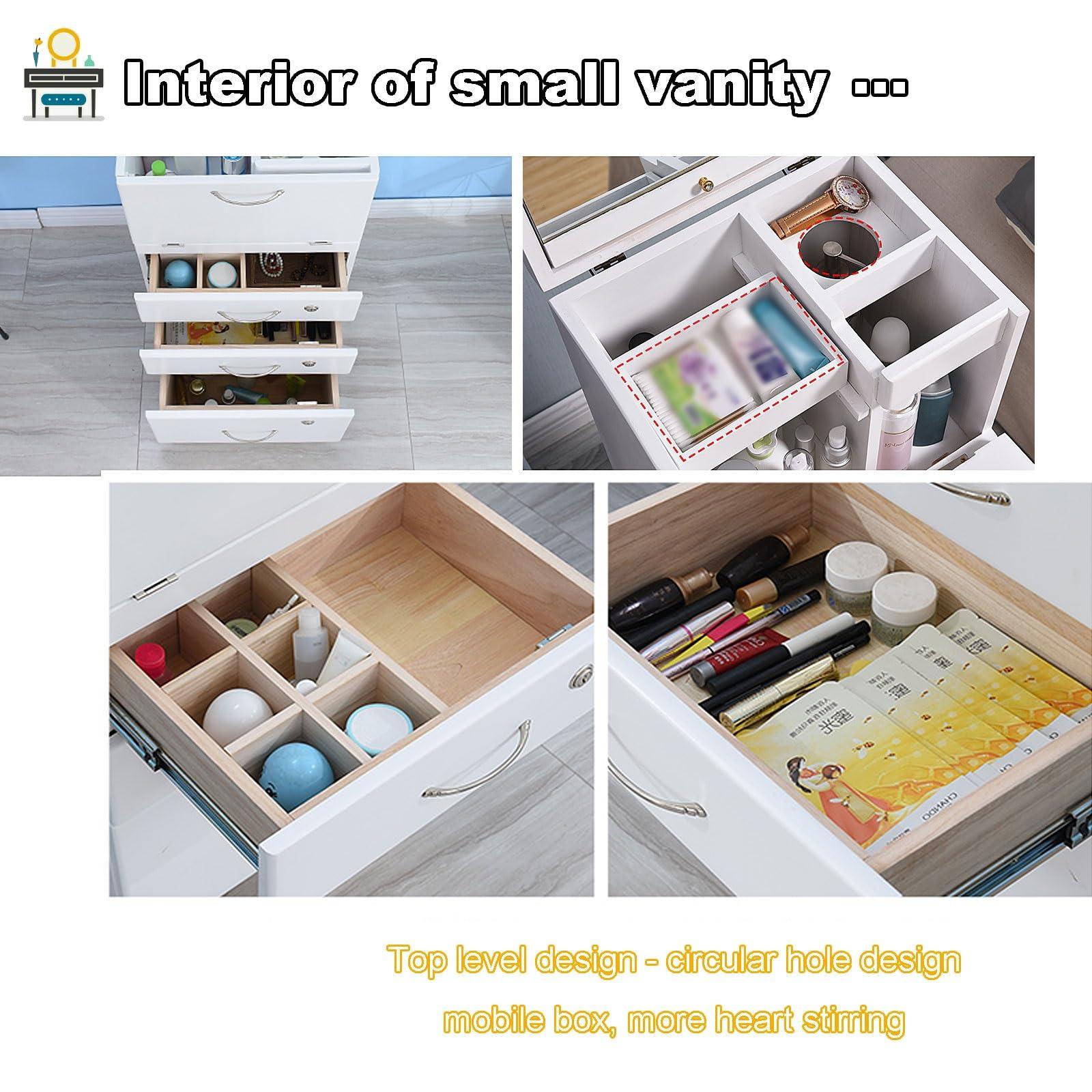 DRemdo DRemdo Small Vanity Desk Set with Drawer lock key,Small Makeup Vanity Desk with Mirror,Compact Dressing Table, 3-in-1 Vanity Desk Set with Mirror, keys3 Drawers(Brown), 33.5x11.8x15.7in