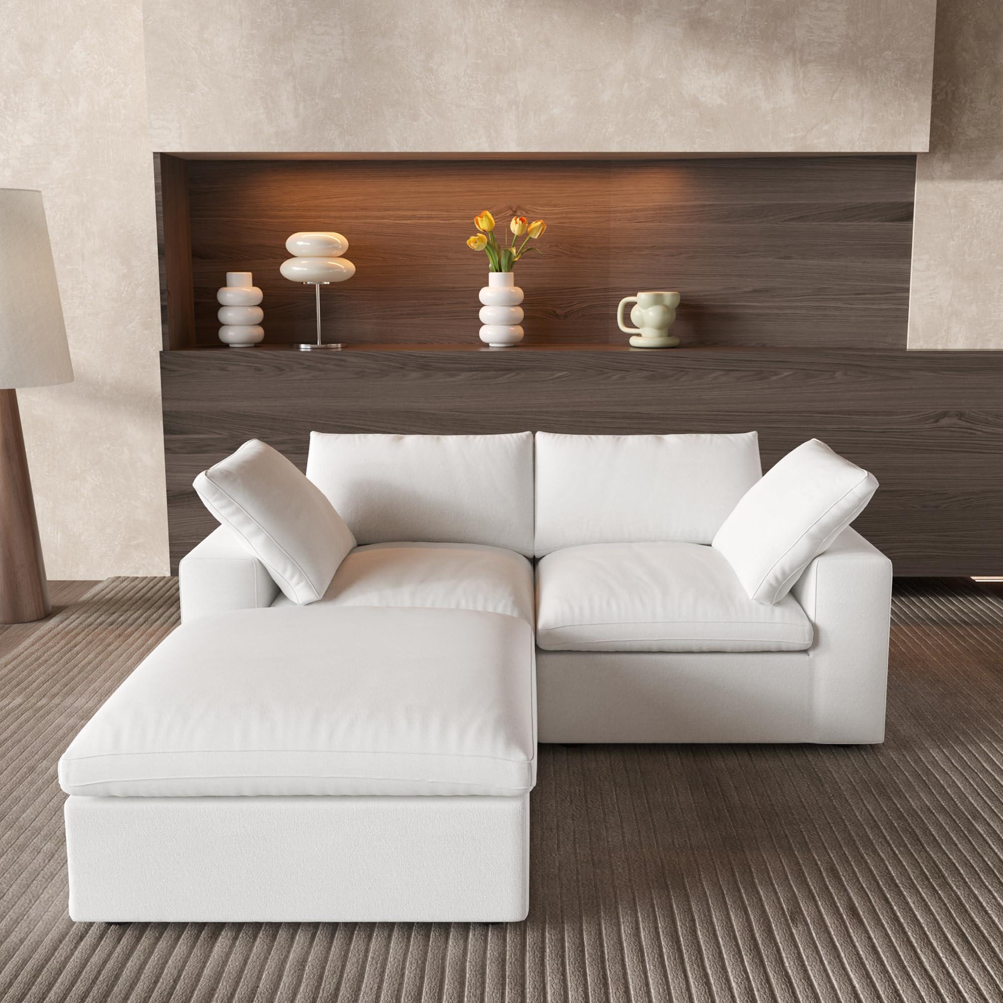 WJShome Cloud Modular Sectional Sofa,80.3\" Down Filled Comfort Sofa Couch for Living Room,2 Seater+ 1Ottoman Couches for Livingroon Apartment,Sofa Cover Washable and Replaceable