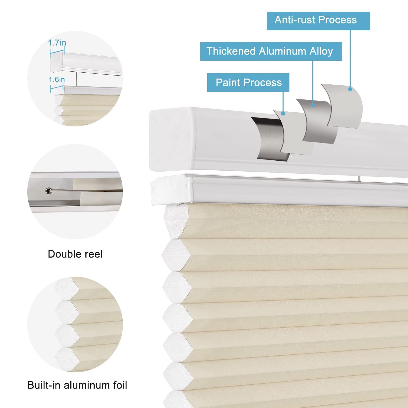 MYshade MYshade Top Down Bottom Up Shades Light Filtering Shade Cordless Blinds for Indoor Windows Honeycomb Cellular Sheer Window Blinds & Shades Easy to Install 41" W X 72" H (Beige)