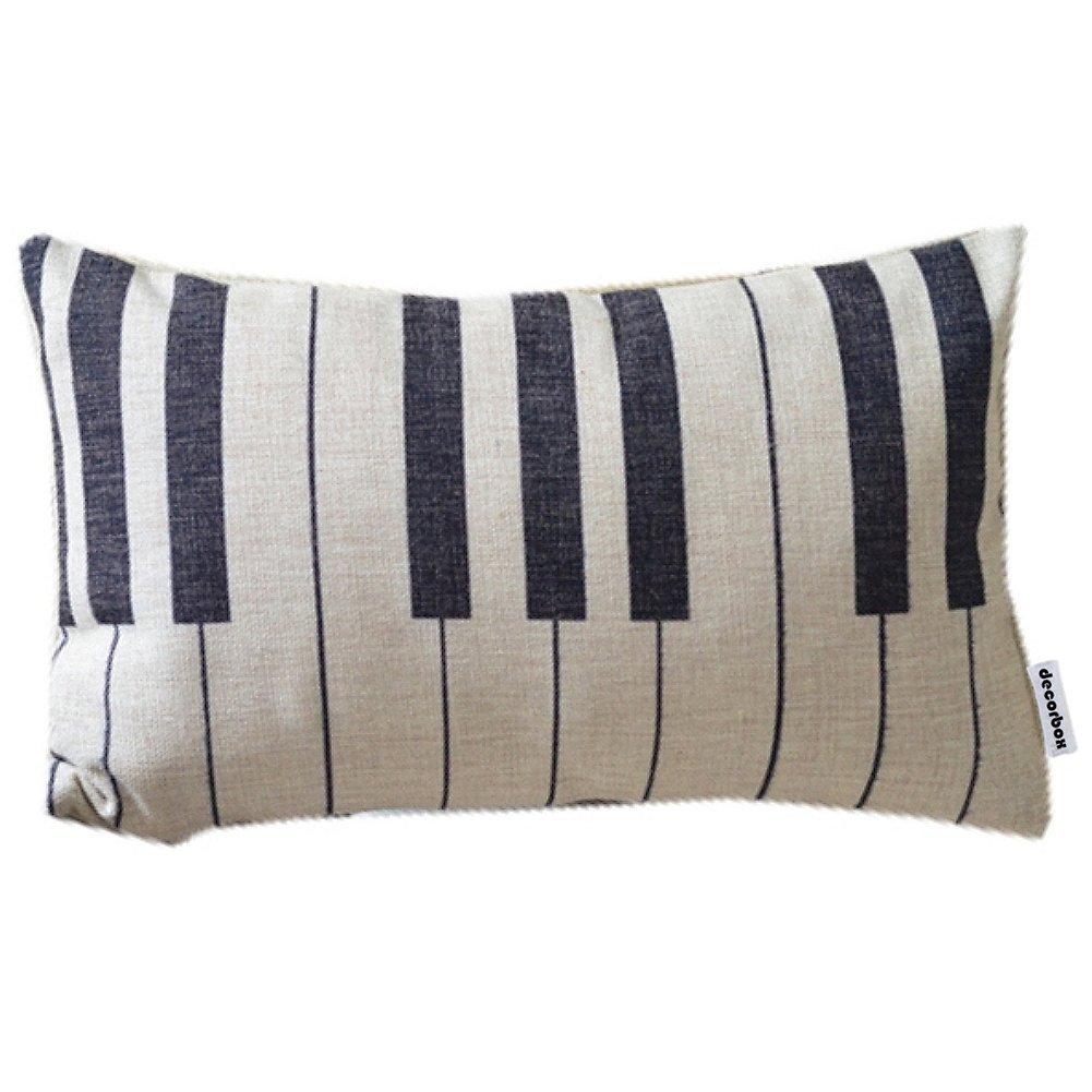 decorbox Decorbox Piano Keyboard Simple Music Throw Pillow Case Decor Cushion Covers Oblong 20*12 Inch Beige Cotton Blend Linen