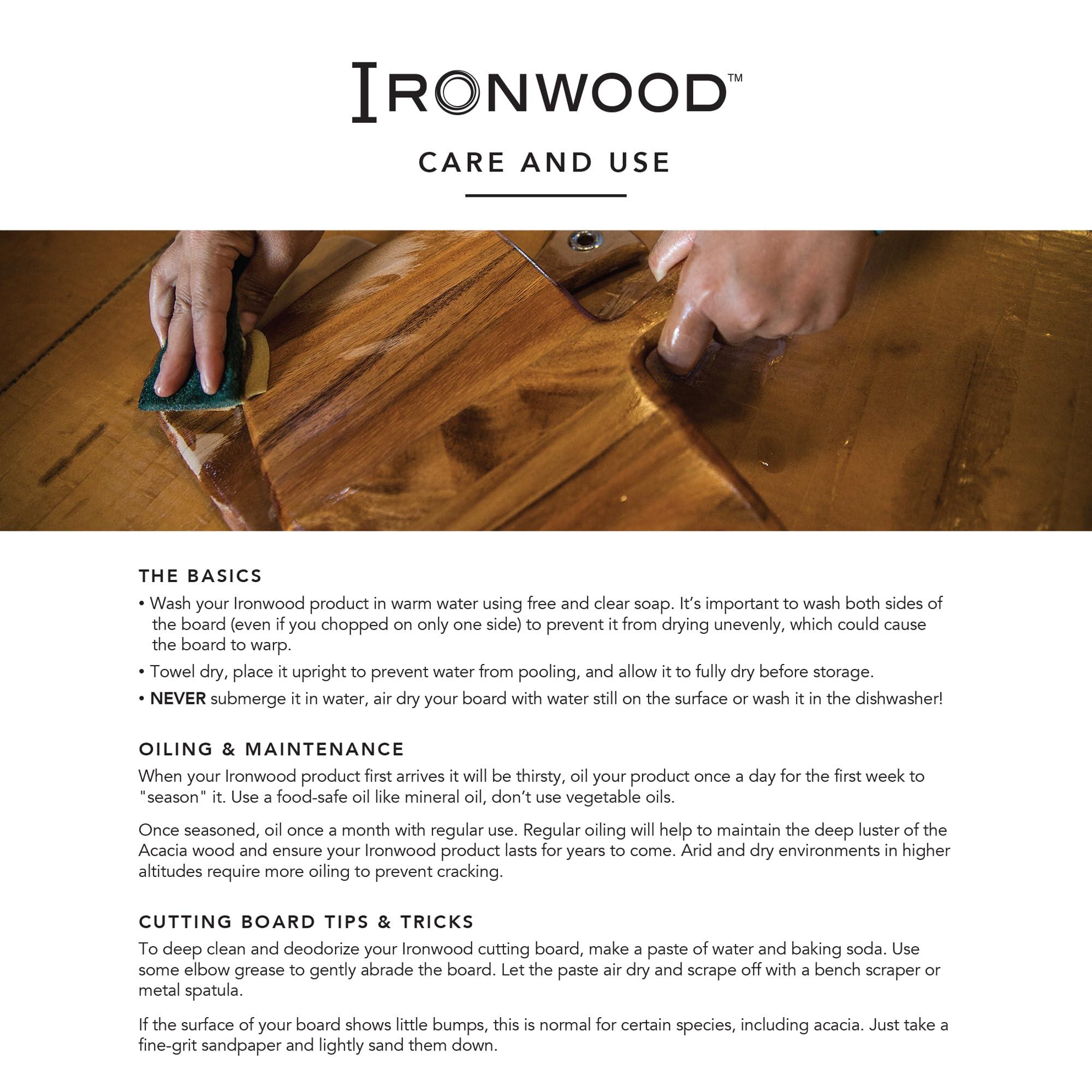 Ironwood Gourmet Ironwood Gourmet Large End Grain Prep Station Acacia Wood Cutting Board, 14 x 20-Inch, Brown