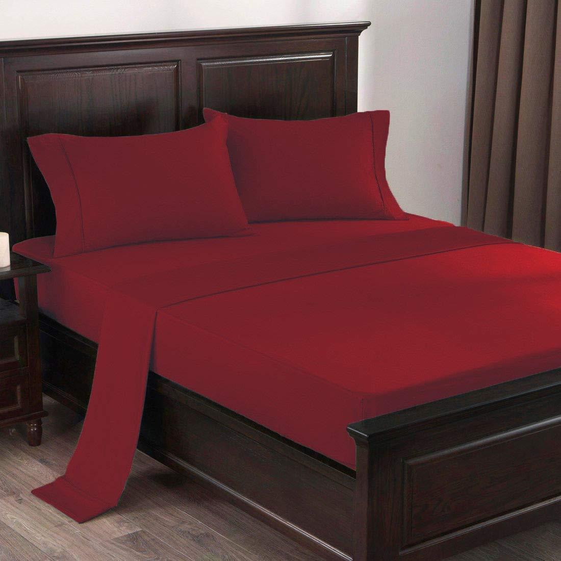 AMRIT HOME COLLECTION AMRIT HOME COLLECTION Twin XL Size 4 Piece Sheet Set Hotel Luxury Bed Sheets 600 Thread Count - Supima Cotton Quality - -Easy-Fit Upto 14-16 Inches Deep - Burgundy Solid