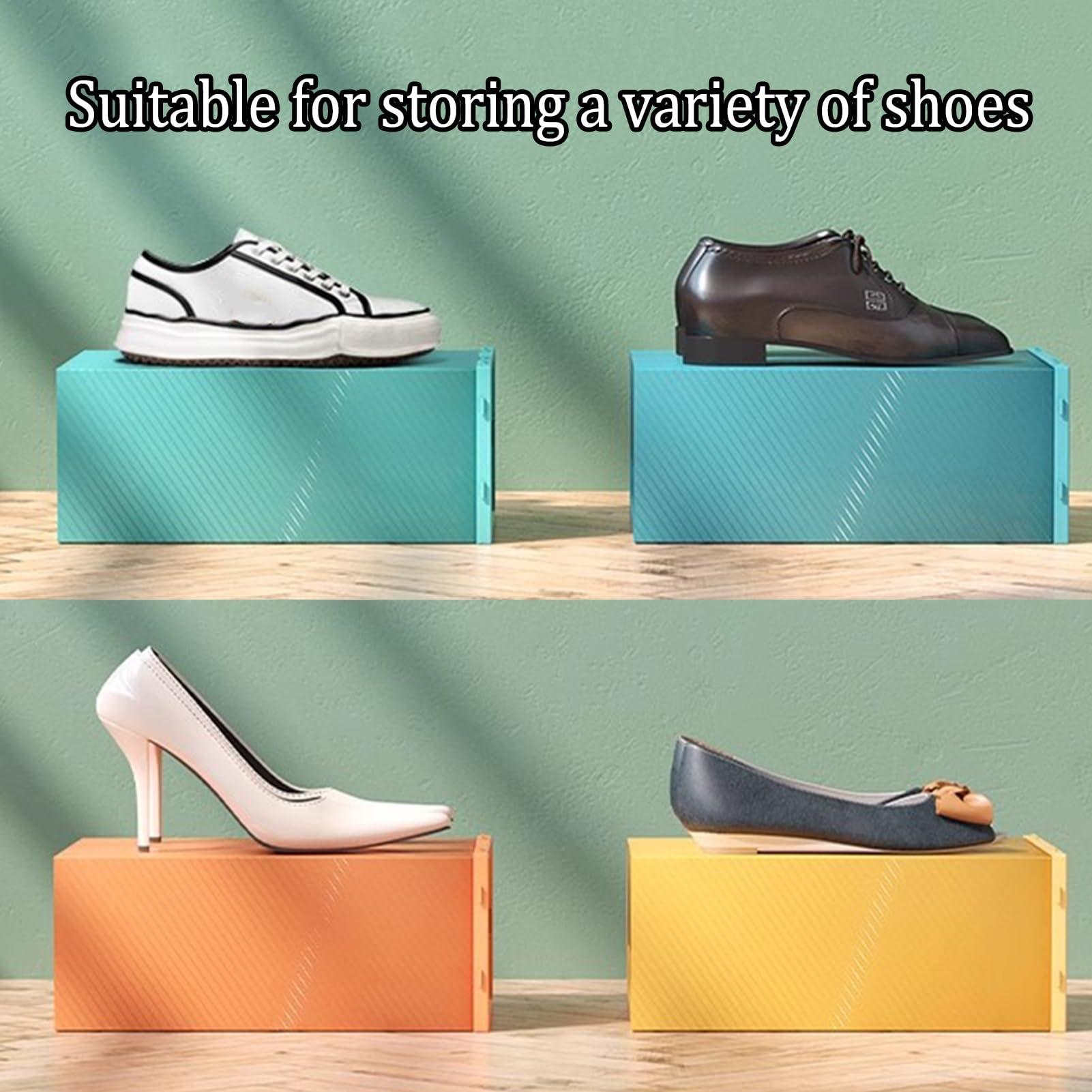 HomeLoft Basics Shoe Boxes Blue Shoe Box Shoe Cabinet Stackable, Plastic Shoe Storage Boxes, Space Saving Shoe Organizer Container For Home Use, Easy Assemble (Color : Blue, Size : 24 pack)