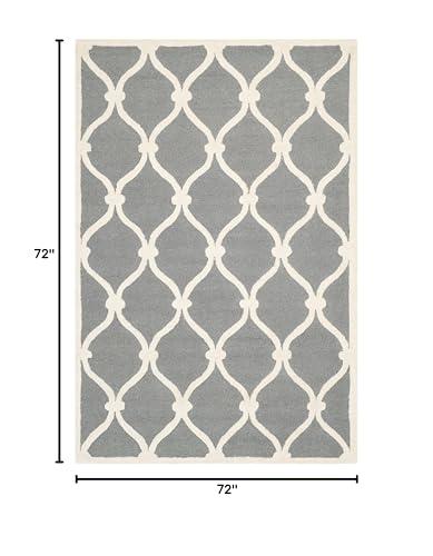 Safavieh SAFAVIEH Cambridge Collection 6\' Square Dark Grey/Ivory CAM710D Handmade Moroccan Premium Wool Area Rug