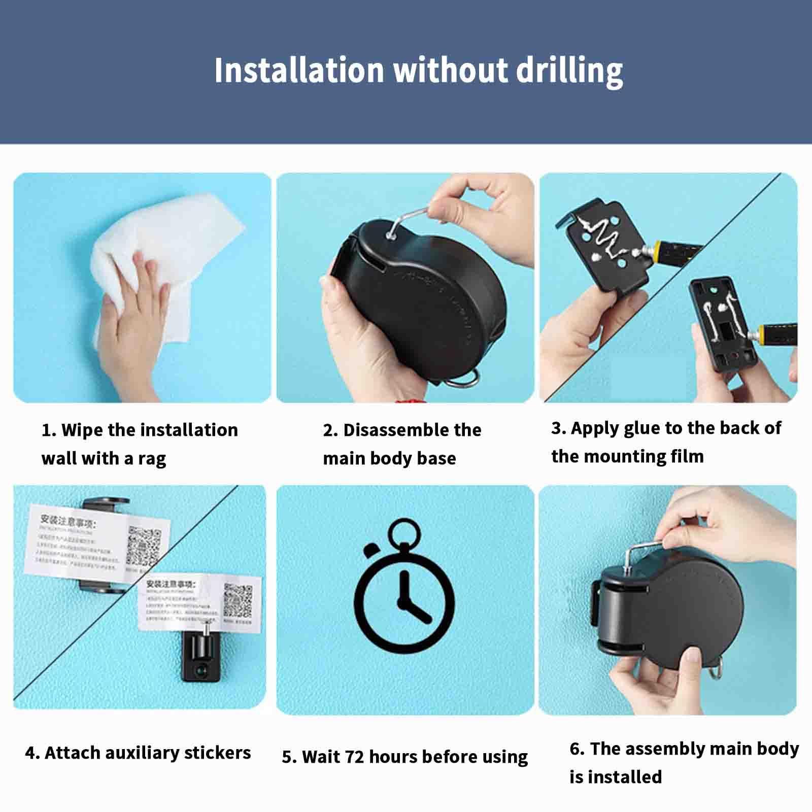 JUSHZ Retractable Washing Line Rope Clotheslines Clothesline Clothes Line for Outdoors Clothes Lines for Outside Rotary Heavy Duty Adjustable Windproof Anti-Slip Drying Quilt Indoor (4.2m,Black)