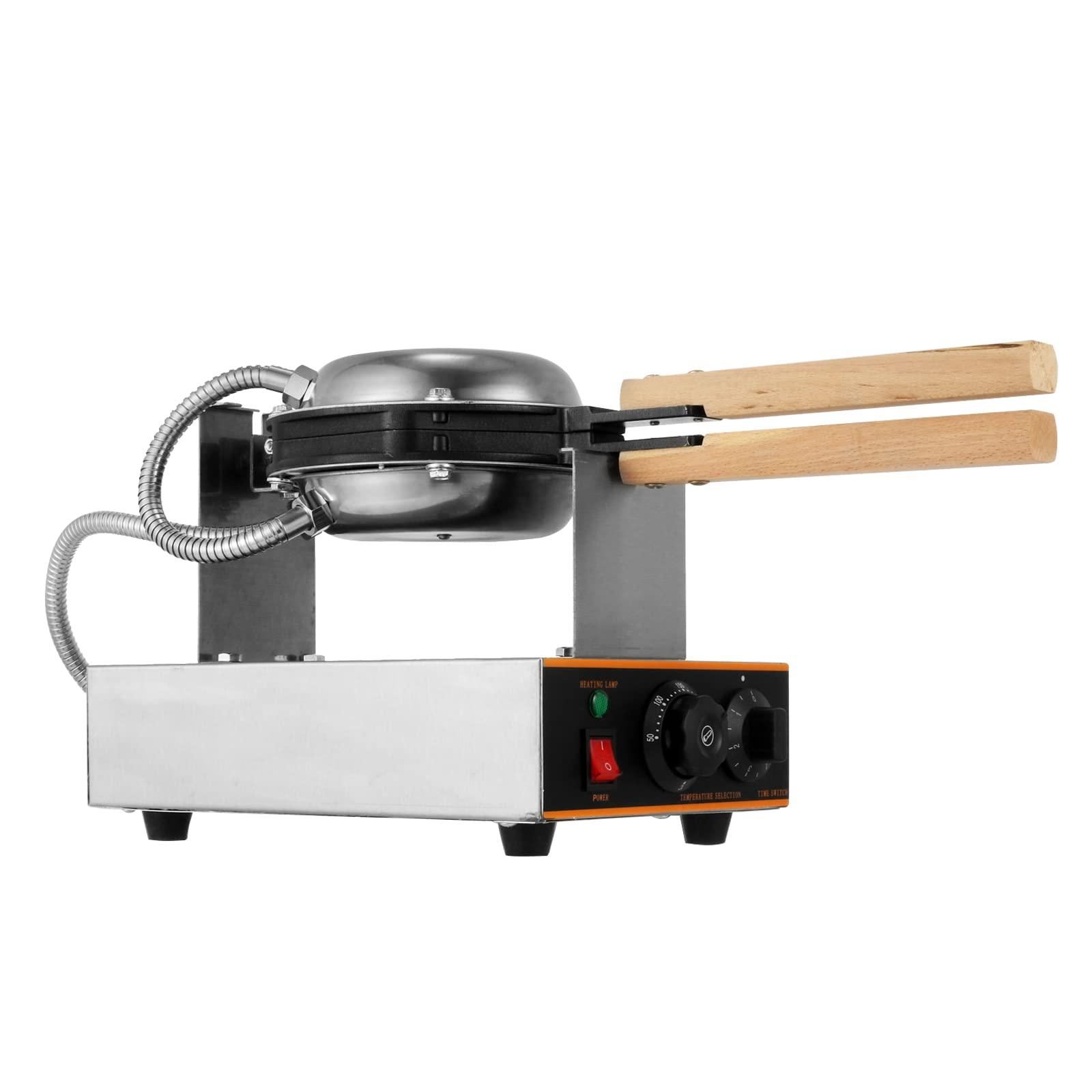 VEVOR VEVOR Commercial Bubble Waffle Maker, 1400W Egg Bubble Puff Iron w/ 180 Rotatable 2 Pans & Wooden Handles, Stainless Steel Baker w/Non-Stick Teflon Coating, 50-250/122-482 Adjustable