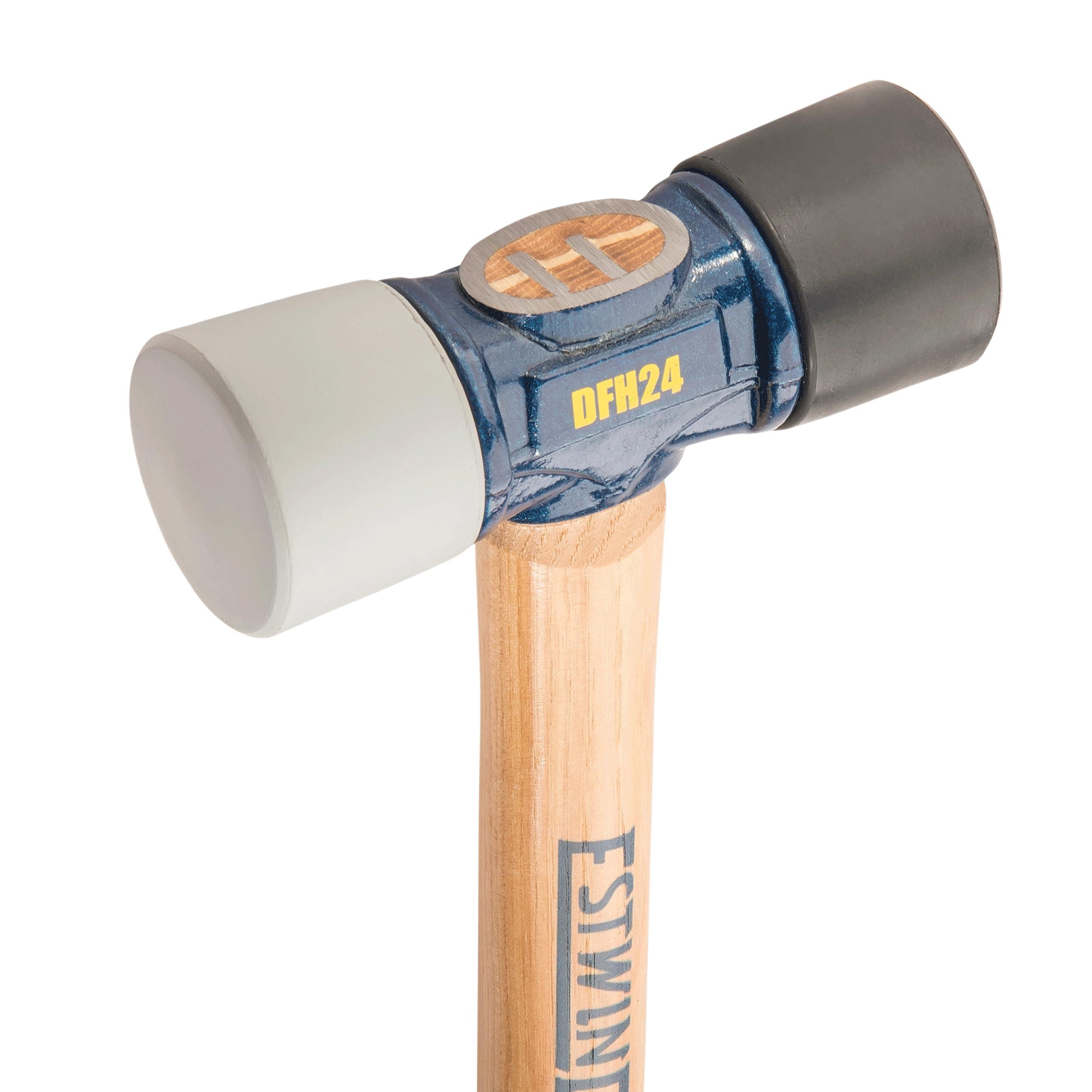 Estwing ESTWING Rubber Mallet - 24 oz Double-Face Hammer with Soft/Hard Tips & Hickory Wood Handle - DFH24