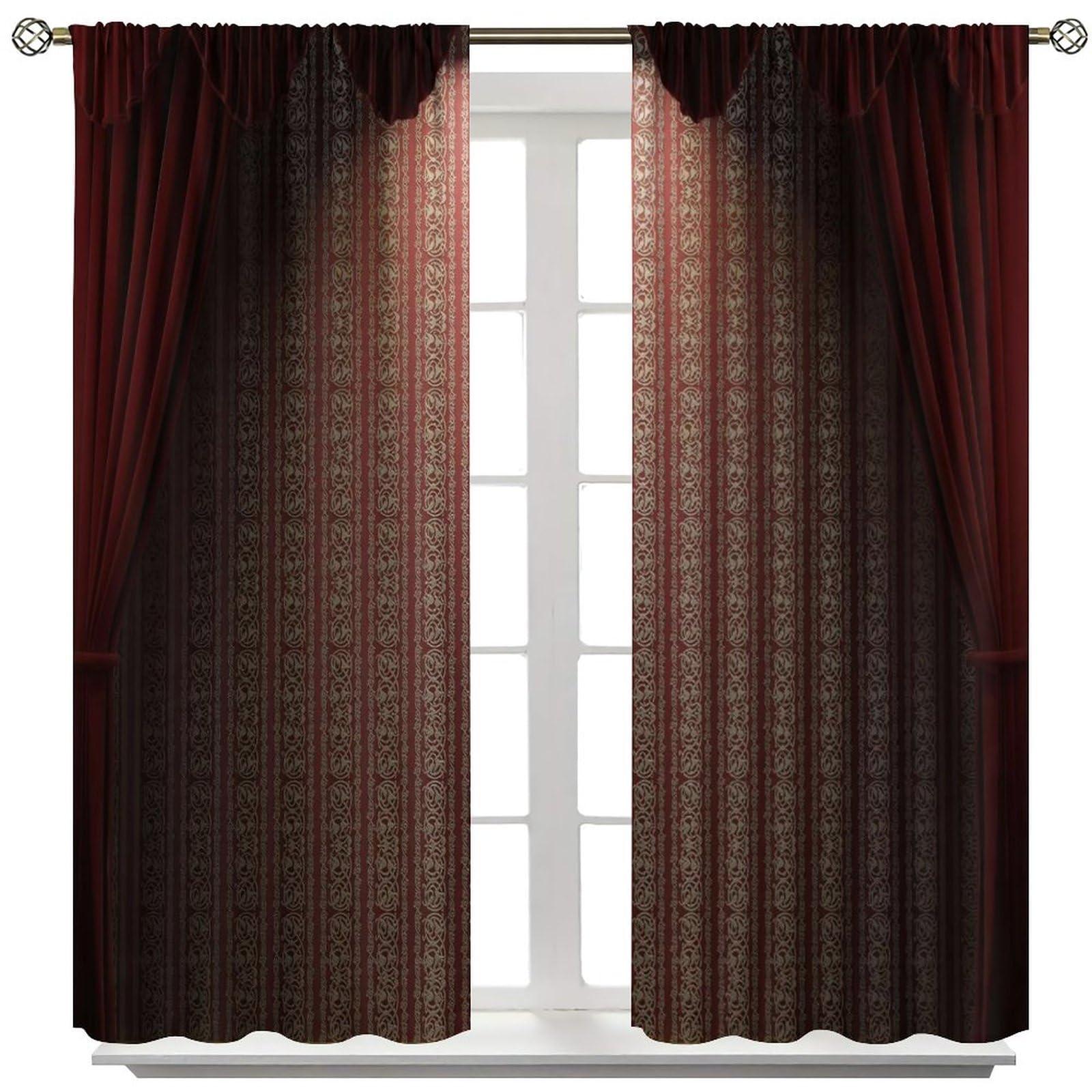 gaoyaqing Theatre Curtains, Show Stage with Classic Curtains Wooden Plank Floors Digital Illustration Curtains Print, Living Room Bedroom Window Drapes 2 Panel Set Room Blackout Decorative 63x63in