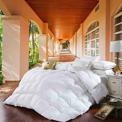Grandeur Linens Egyptian Bedding King Size Luxurious 1200 Thread Count Goose Down Alternative Comforter, 100% Egyptian Cotton Cover, Solid White Color, 750 Fill Power, 50 Oz Fill Weight