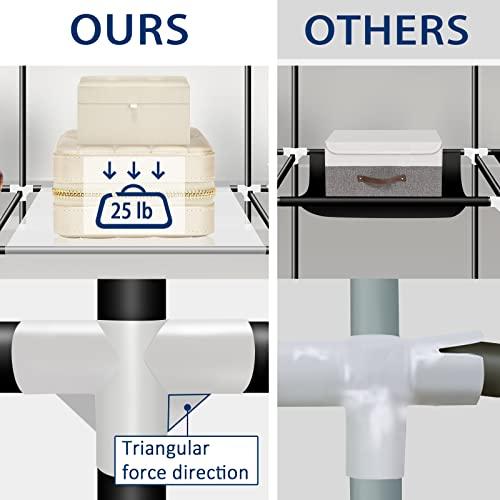 LOKEME LOKEME Portable Closet, 67 Inch Wardrobe Closet for Hanging Clothes with 4 Hanging Rods, 25mm Steel Tube Clothes Storage Organizer for Extra Sturdy, Quick and Easy to Assembly, Gray Cover