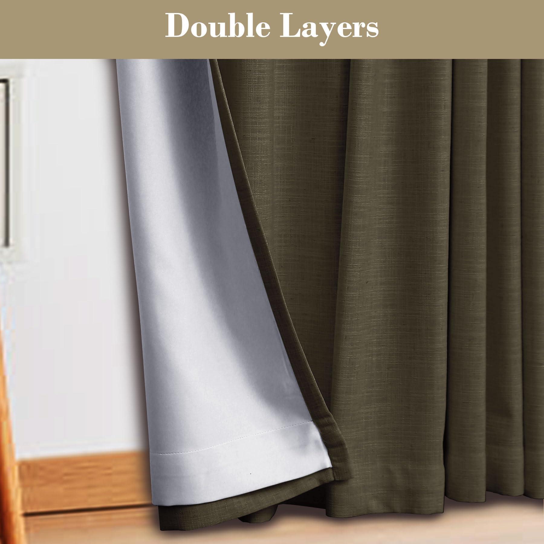 cololeaf coloeaf Blackout Extra Wide Curtains Faux Linen Look Thermal Curtains for Sliding Glass Door Extra Wide Drapes for Living Room Bedroom Room Divider Farmhouse Grommet Ebony 100" Wx96 L 1 Panel