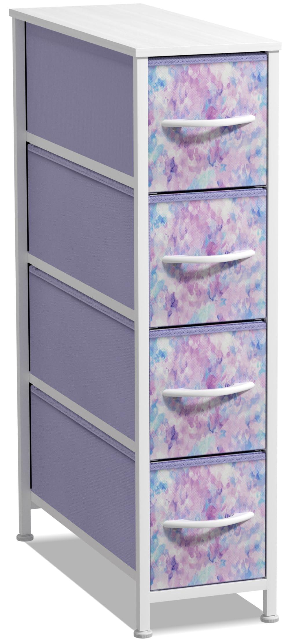 Sorbus Sorbus Kids Narrow Dresser with 4 Drawers - Vertical Slim Storage Chest of Drawers with Steel Frame, Wood Top & Easy Pull Fabric Bins for Small Spaces, Closets, Bedroom, Bathroom & Laundry