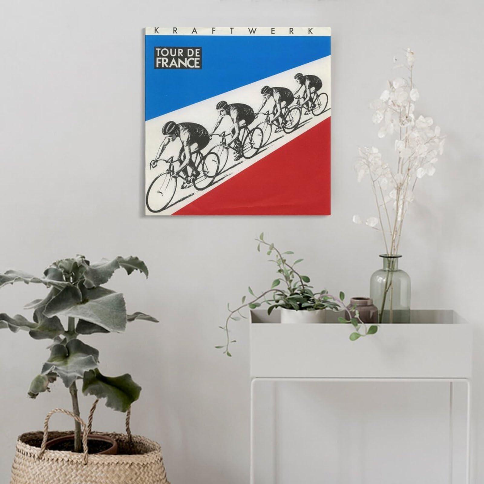 monvkaka monvkaka Kraftwerk Poster,Tour De France Soundtracks Music Poster Canvas Poster Wall Art Decor Print Picture Paintings for Living Room Bedroom Decoration 12x12inch(30x30cm), Frame-style