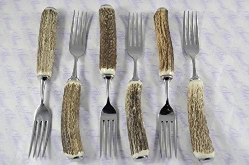 Sheffieldcutleryshop Six Genuine Stag Horn/Antler Handle Table Forks Boxed Made in Sheffield England
