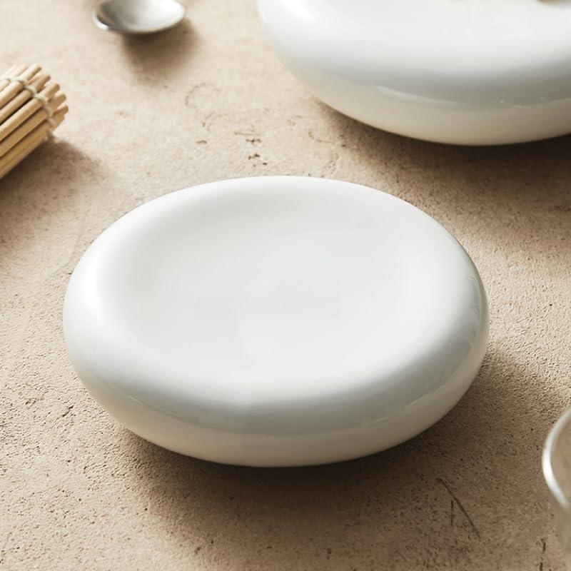 FEELIN FEELIN Modern Large Dinner Plates Cold Dish Plate White Chinese-style Ceramic Dinner Plate Snacks Dish Hotel Restaurant Commercial Small Plate Stackable Dinner Plates(C-1PCS)