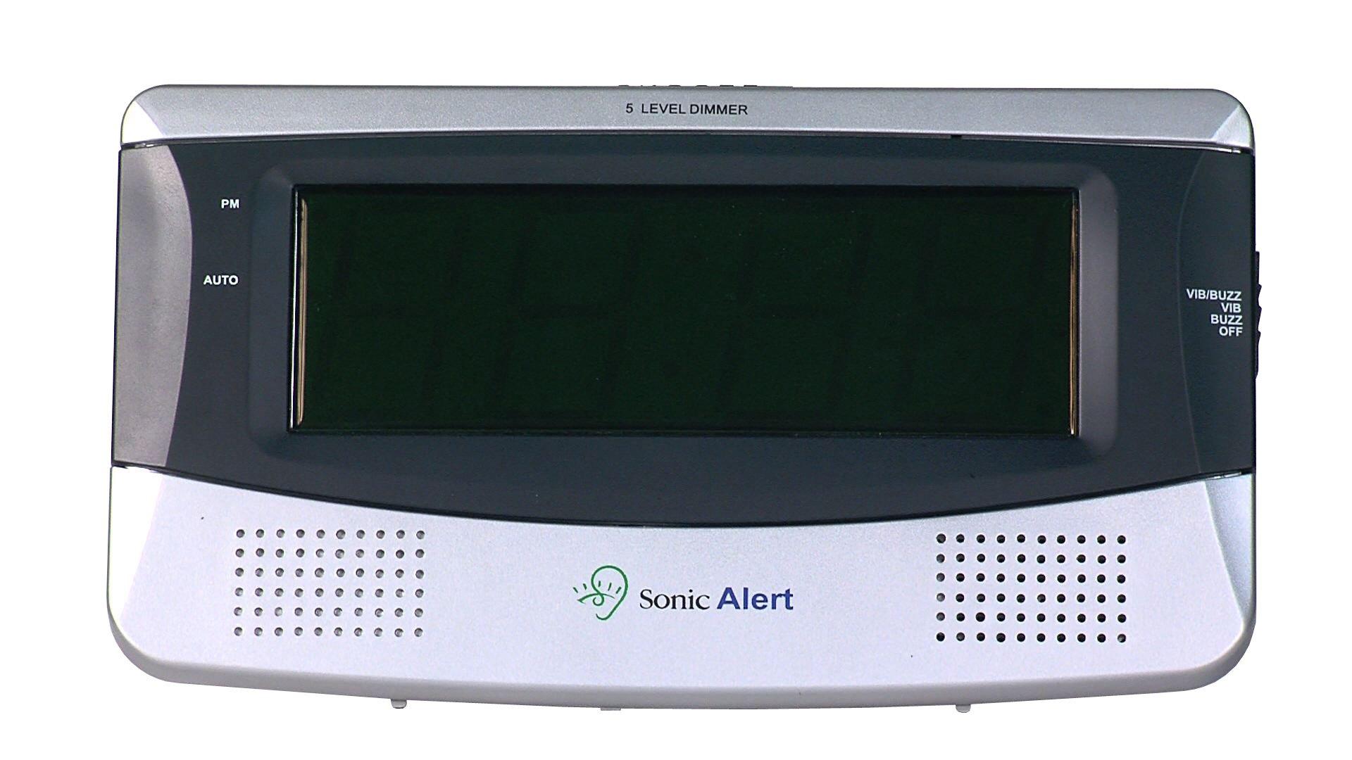 Sonic Alert Sonic Alert Large Digital Clock, Loud Alarm Clock for Heavy Sleepers with Snooze, Full Range Brightness Dimmer, Outlet Powered Digital Clocks for Bedroom, Desk, Bedside, Shelf (gray) Silver