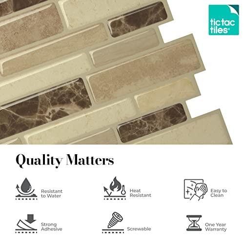 Tic Tac Tiles Tic Tac Tiles Peel and Stick Self Adhesive Removable Stick On Kitchen Backsplash Bathroom 3D Wall Sticker Wallpaper Tiles in Polito Designs (5 Sheets, Bella)