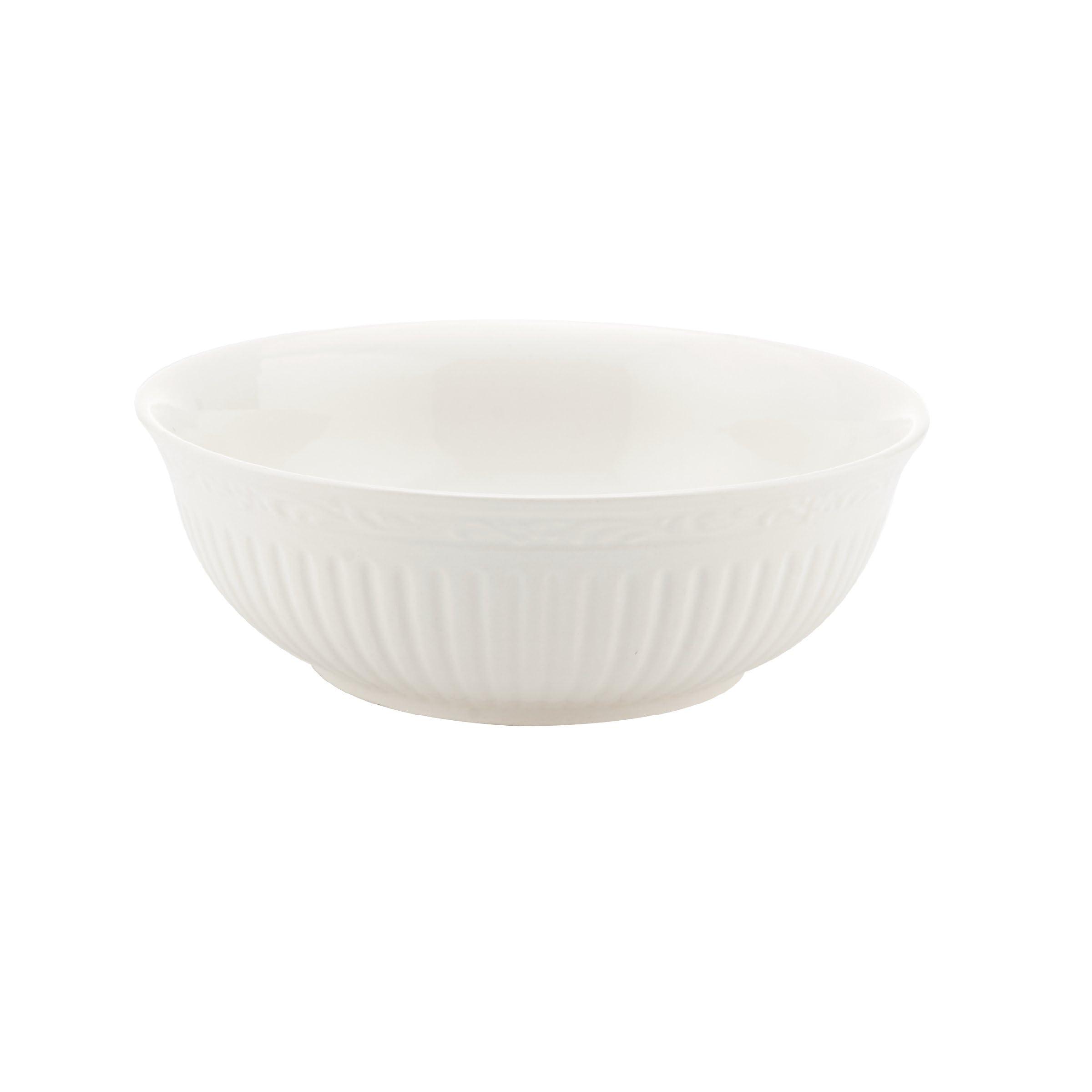 Mikasa Mikasa Italian Countryside 16-Piece Dinnerware Set - Classic White Porcelain with Fluted Bands, Service for 4 - Dinner Plates, Salad Plates, Bowls, and Mugs, Microwave & Dishwasher Safe