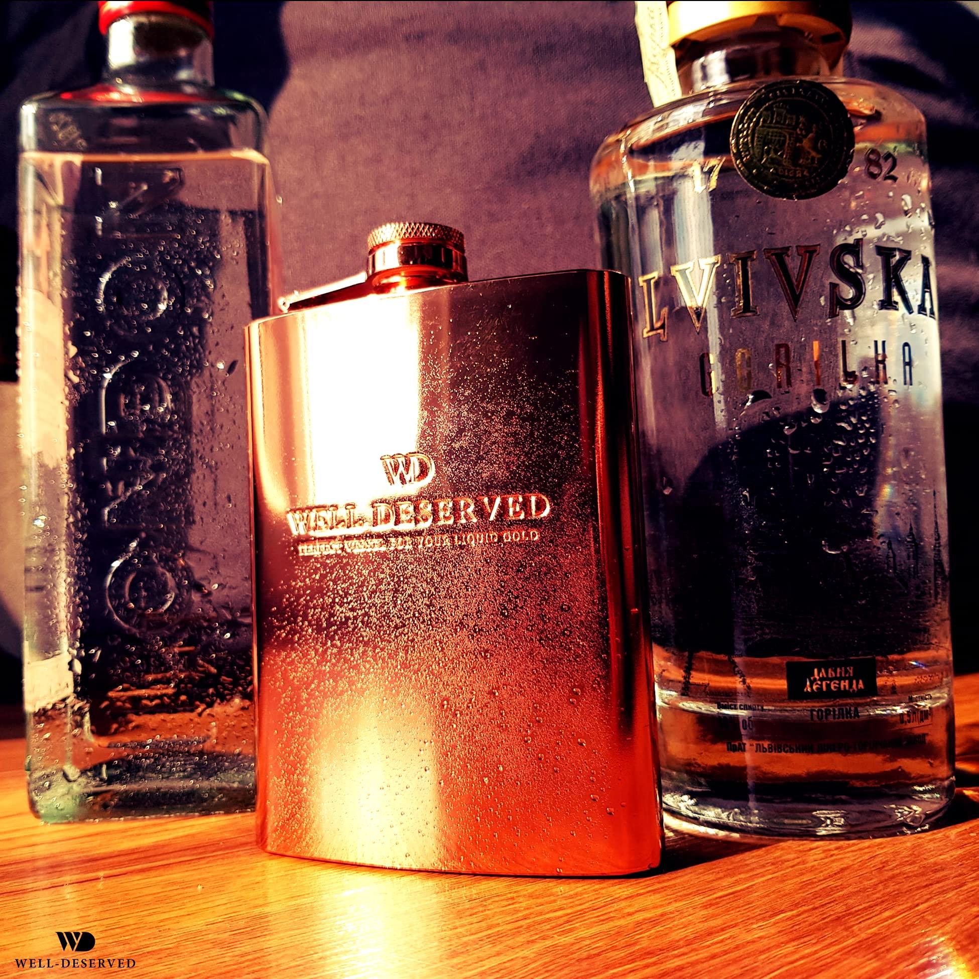 Simpler Life Copper Flask for Liquor for Men: 8oz Flask + Funnel + Pouch + Deluxe Gift Box Set. Copper Gifts for 7th Anniversary for Him. Men\'s Hip Flask. Engraved WellDeserved