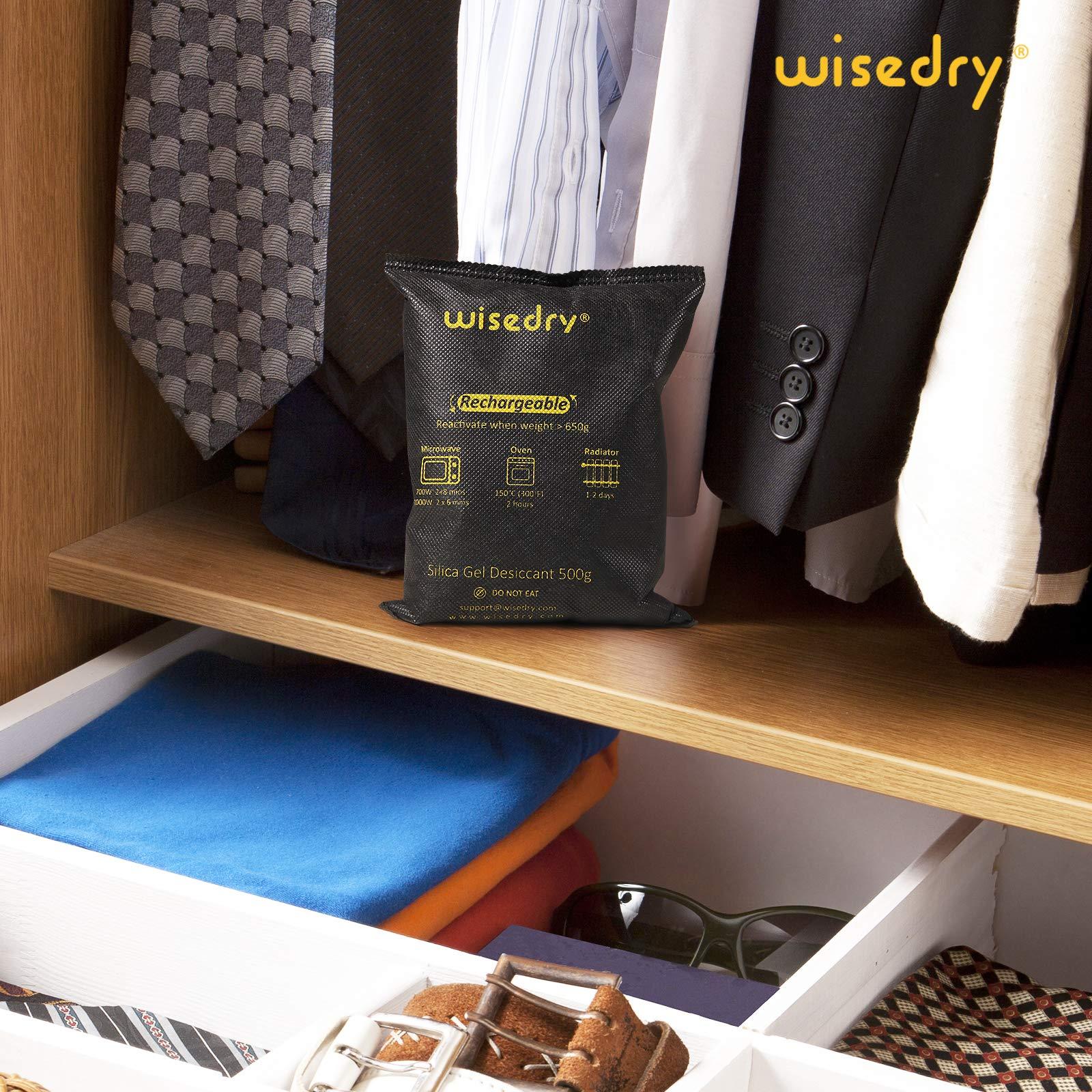 wisedry wisedry 4 x 500 Grams [4.4 lbs] Rechargeable Silica Gel Car Dehumidifier, Microwave Fast Reactivated Desiccant Packets Large for Gun Safe Closet Basement Garage Storage Moisture Absorber Bag Reusable
