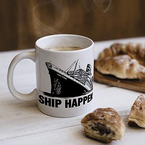 TWISTED ENVY TWISTED ENVY 11 Oz Ceramic Coffee Mugs - Titanic Ship Happens Printed White Tea Cup - Novelty, Funny Gifts for Home and Office, Friends, Men, Women
