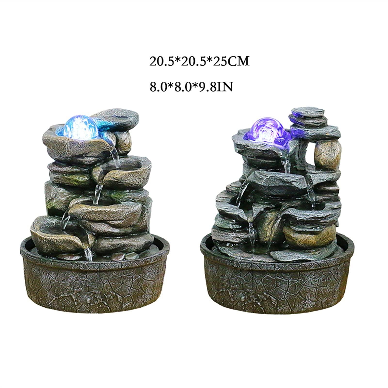 BNNP BNNP Indoor Tabletop Fountains Tabletop Fountain Rock Falls Indoor Waterfall Feature - Calming and Relaxing Water Sound - Tiered Desktop Water Feature 9.8-Inch Decoration Meditation Fountain
