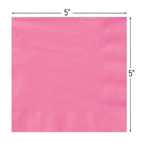 Unique Hot Pink Solid Beverage Paper Napkins - 5\"x5\", Pack of 20 - Soft & Durable, Vibrant & Elegant - Perfect For Parties or Events