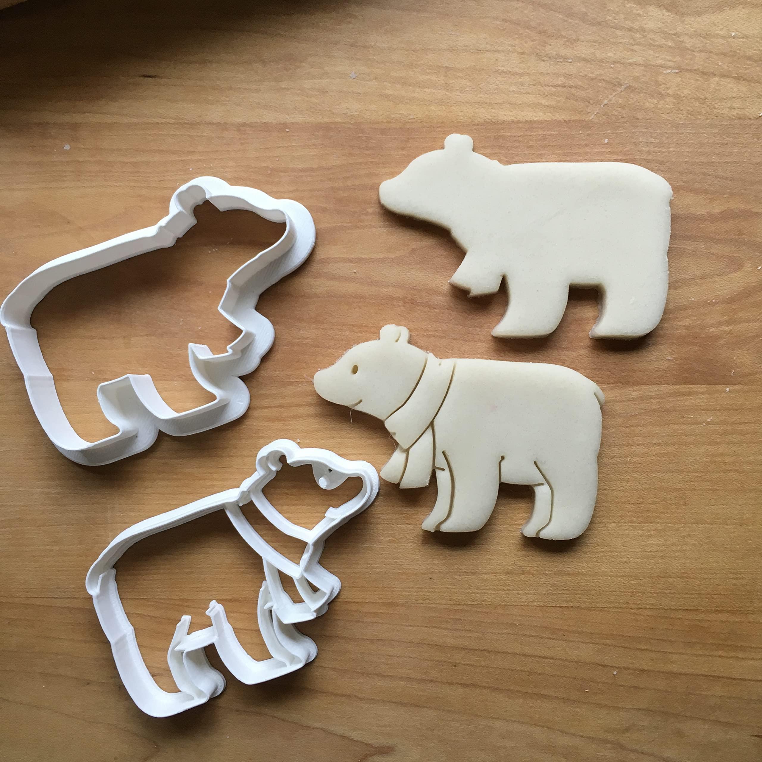 Generic Sweet Prints Inc Set of 2 Polar Bear with Scarf Cookie Cutter - Dishwasher Safe (S/M: 3.5\")