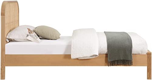 Meridian Furniture Meridian Furniture SienaNatural-T Siena Collection Mid-Century Modern Twin Bed with Solid Ash Wood, Rich Natural Finish on Ash Veneer, Natural Cane, 42\" W x 80.5\" D x 43\" H, Natural, Twin