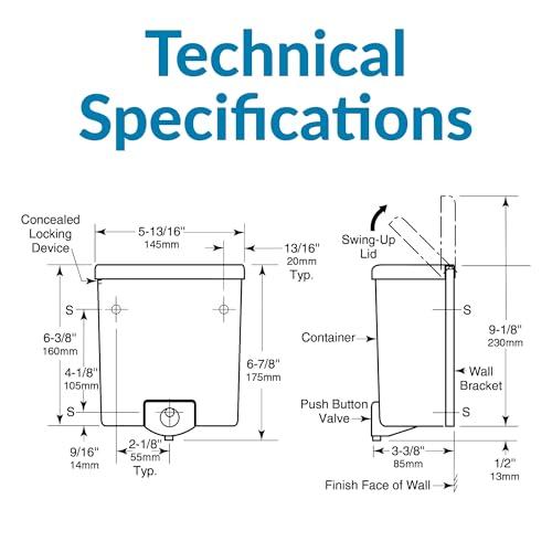 Bobrick Bobrick Surface-Mounted Soap Dispenser - Manual Wall-Mounted 40 fl oz Capacity Top Fill, ADA Compliant, Vandal-Resistant, Visible Soap Level, All-Purpose Liquid Soap Dispenser for Commercial Bathrooms (Model B-40)