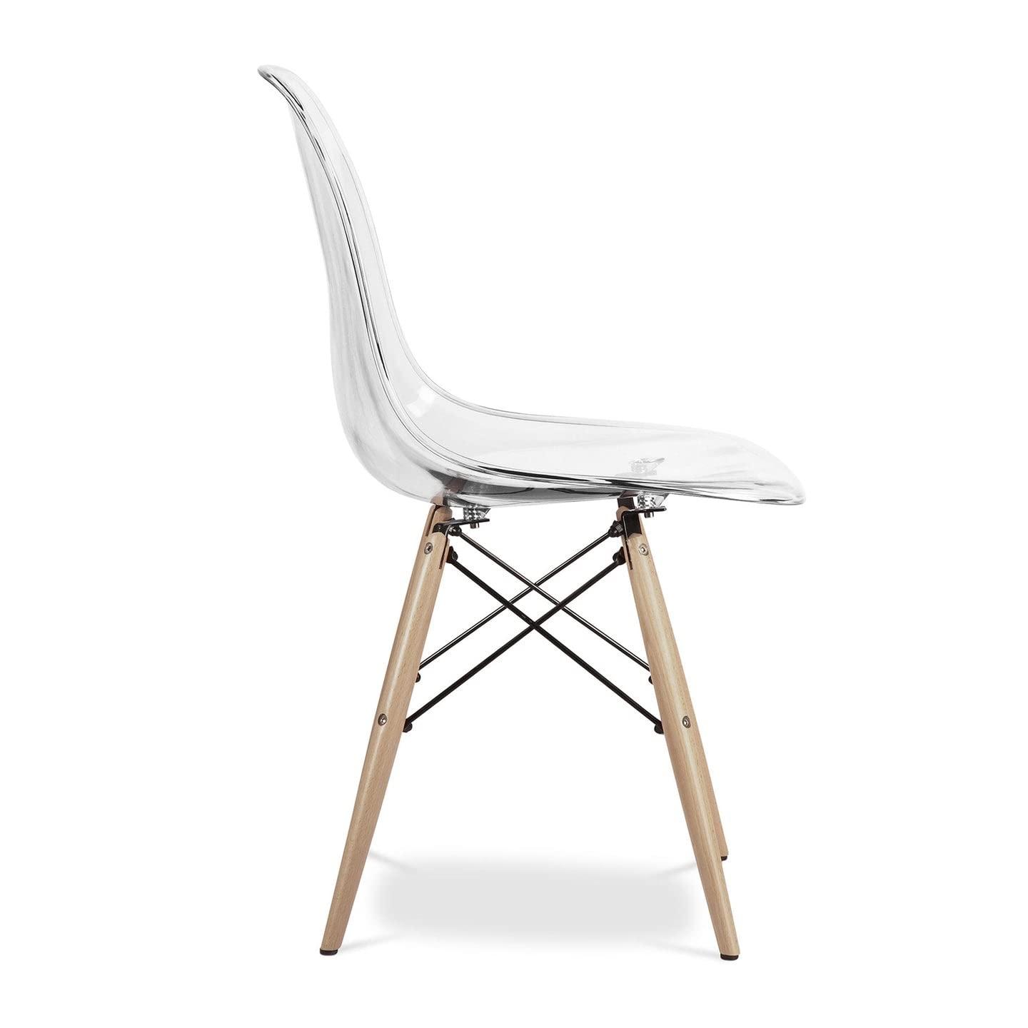 Aron Living Aron Living Pyramid 17.5" Plastic and Beech Wood Dining Chair in Clear