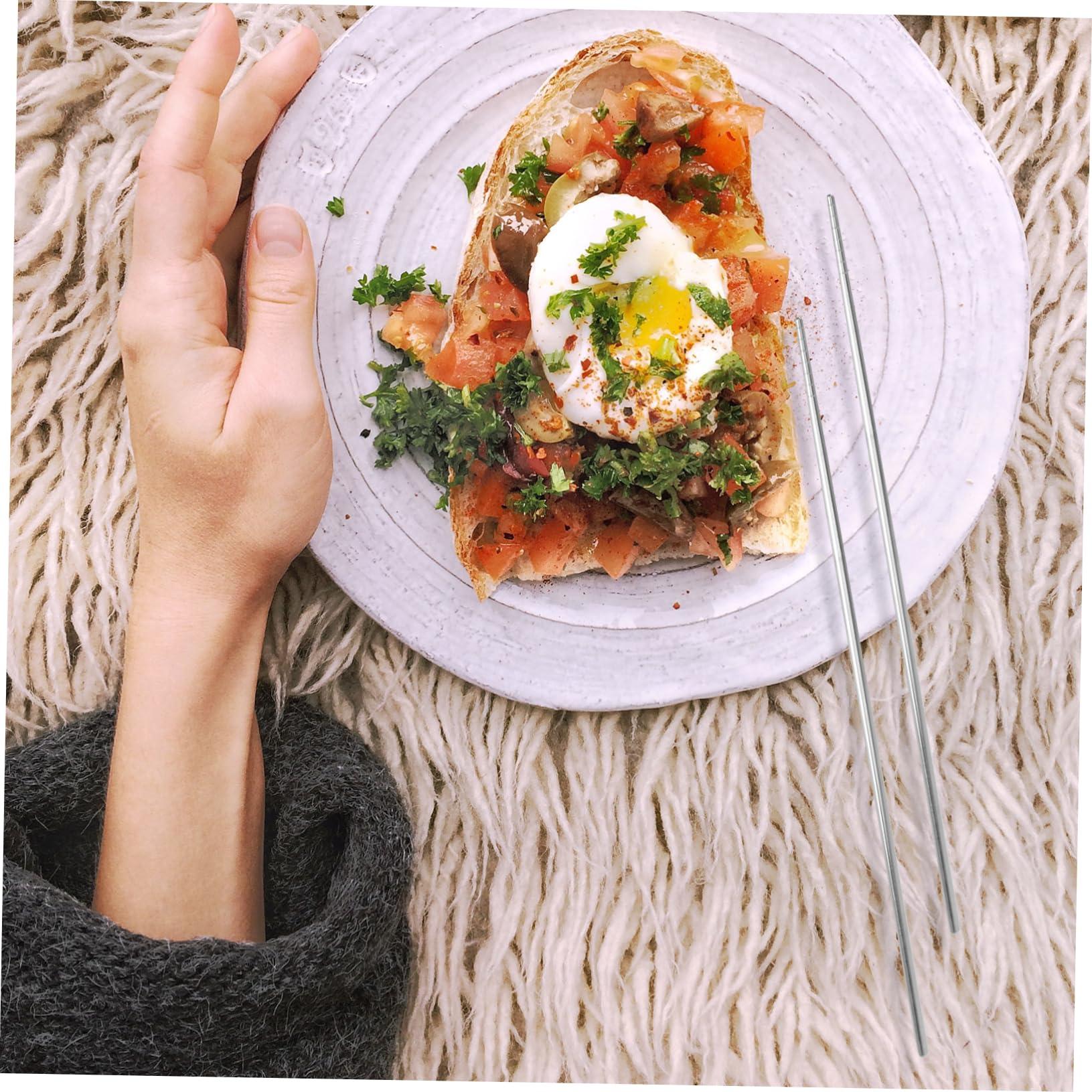 MAGICLULU MAGICLULU 6 Pairs Long Chopsticks Kitchen Tongs Cooking Chopsticks Gamer Chopsticks Titanium Chopsticks LED Chopsticks Chopstick Holder Chopsticks for Cooking Steel Chopstick Tweezers Silver