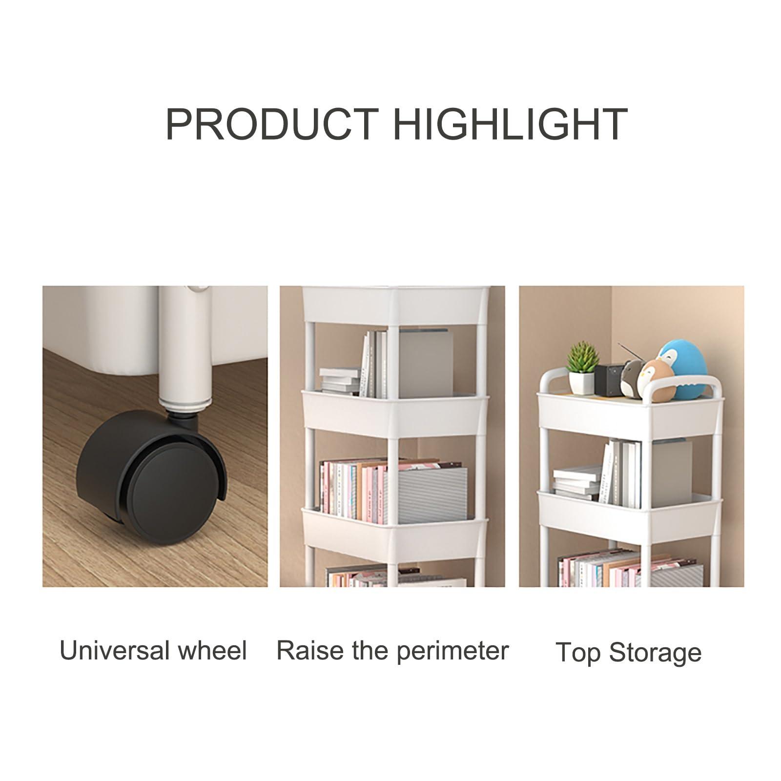 XTRYBHD XTRYBHD Compact Bookcase for Classroom, Library Reading Book Shelf, Storage Shelves with Lockable Wheels, Compact Kitchen Trolley for Narrow Spaces (Size : 5 Layers of Storage)