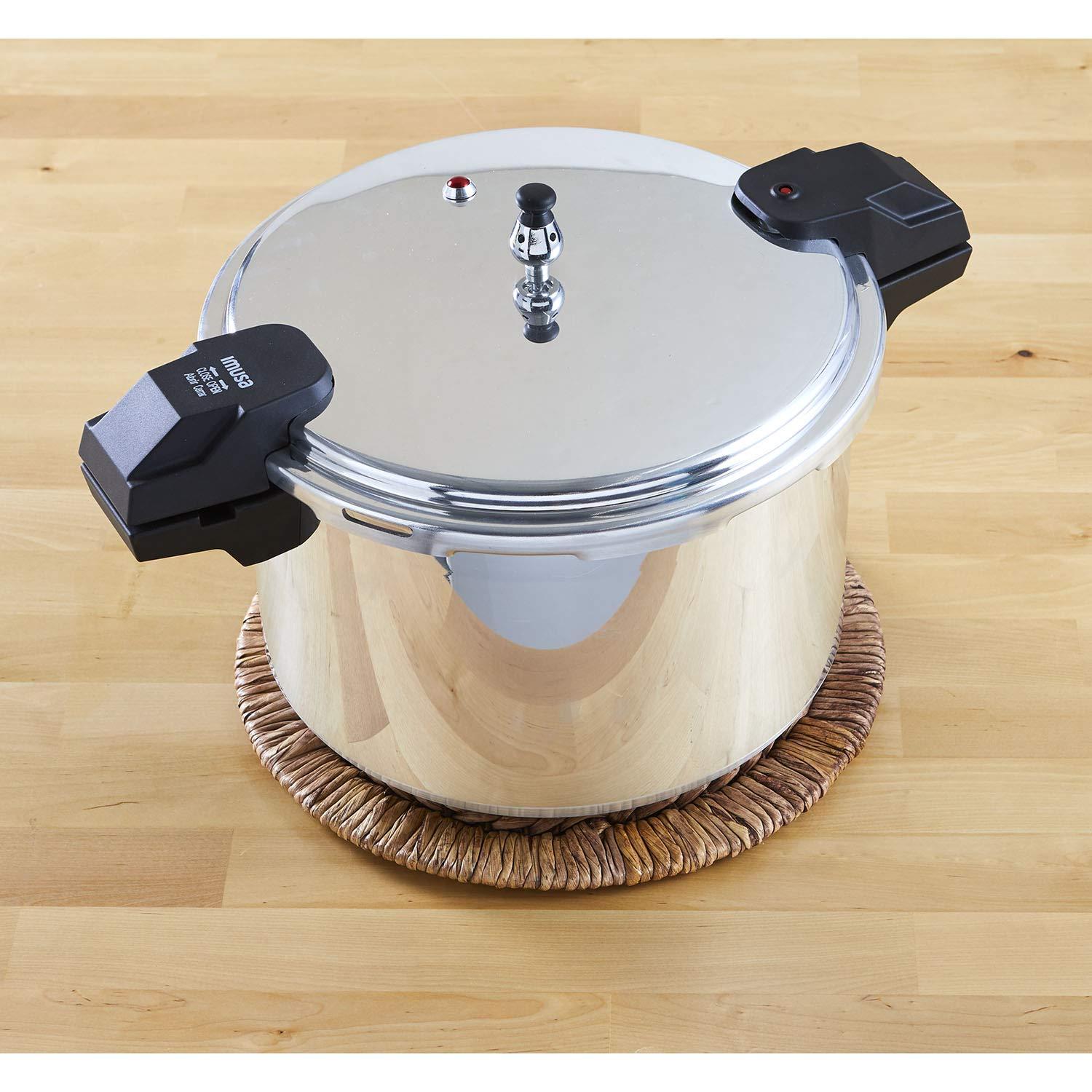 Imusa IMUSA USA A417-80808 22Qt Jumbo Stovetop Pressure Cooker with Regulator and Side Handles, Silver