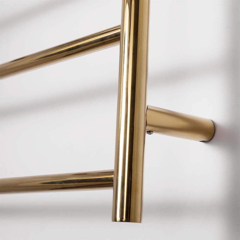 HAPPLiGNLY HAPPLiGNLY Towel Warmer, Stainless Steel Heated Towel Rail Radiator Wall-Mounted Electric Towel Rack with Shelf, for Bathroom, Gold, 3 Bars,Hardwire (HardWire)