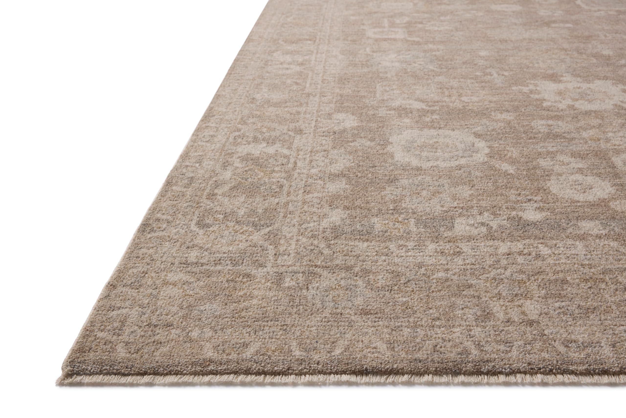 Loloi Loloi Chris Loves Julia Louisa Collection LOI-03 Taupe/Ivory 5'-3" x 5'-3", .38" Pile Height, Round Area Rug