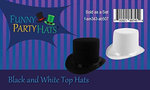 Funny Party Hats Funny Party Hats Felt Top Hats - 2 Pack - 1 Black & 1 White Top Hat Costume Hats
