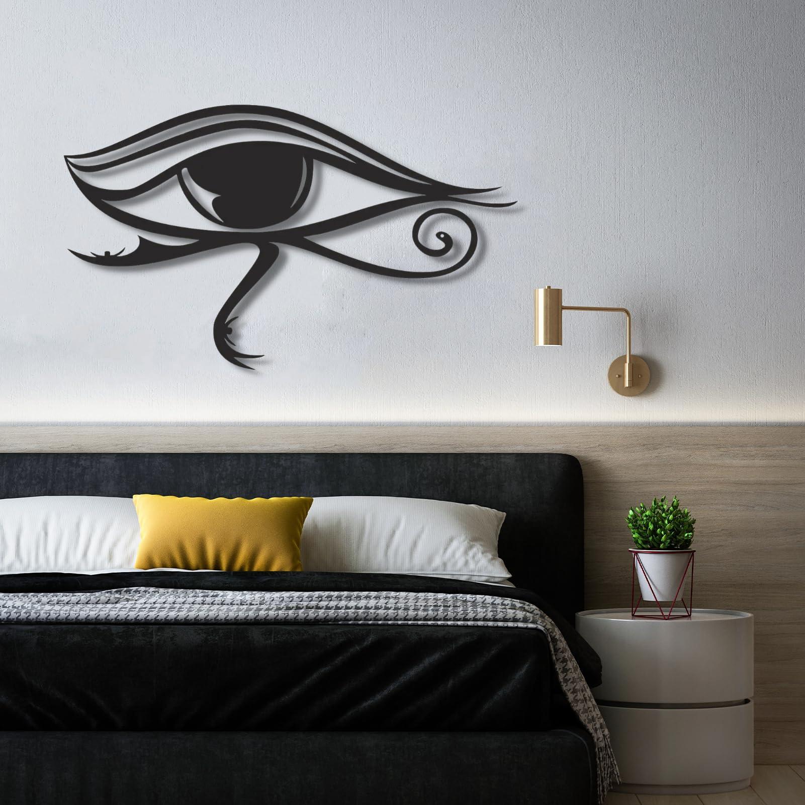 Fayholy Fayholy Metal Wall Decor, Eye of Horus Metal Wall Art, Metal Eye Decoration, Metal Wall Art, Home Living Room Decoration, Wall Hangings, Housewarming Gift (Black, 30"x18"/75x44cm)
