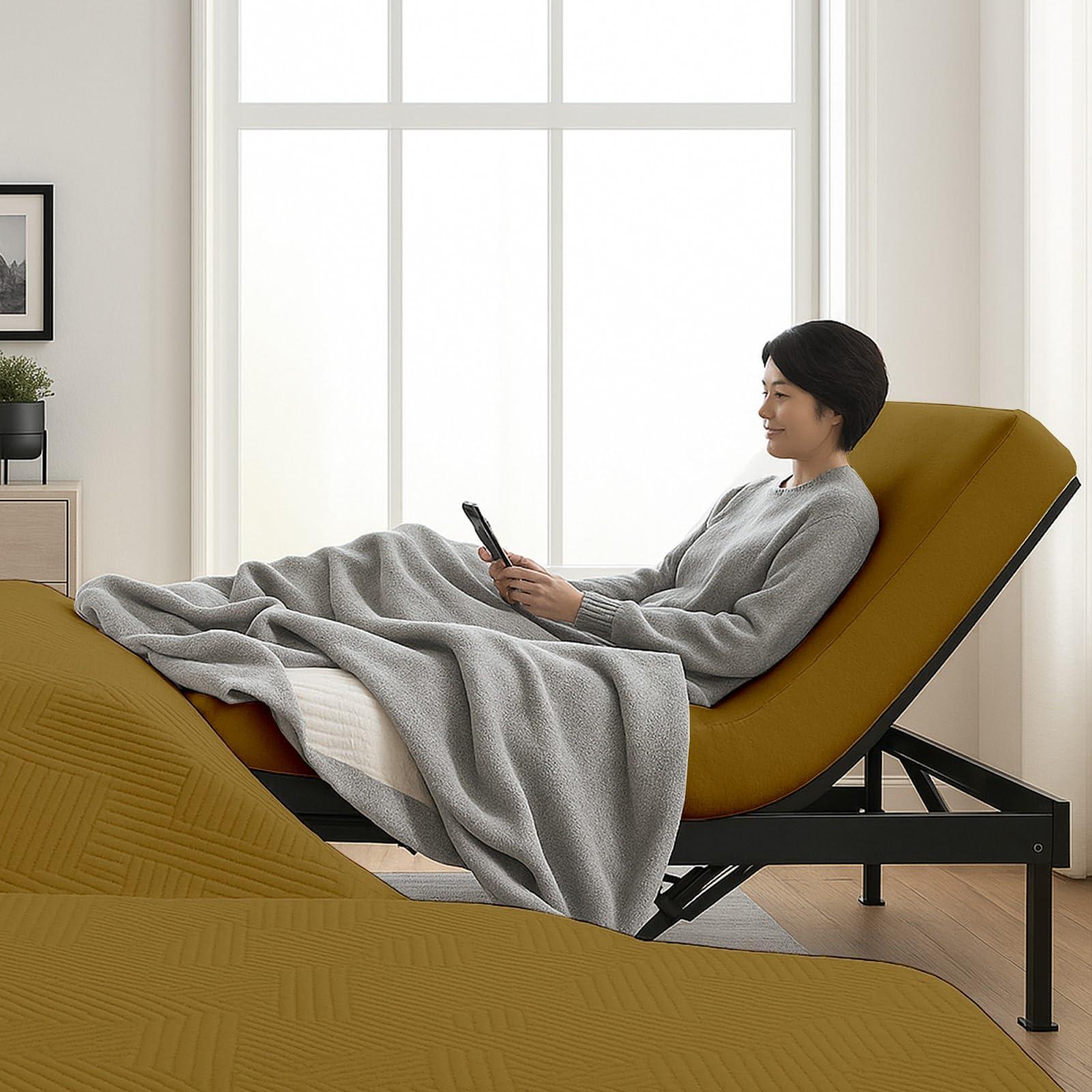 Shreem Linen Split Head Flex Cal-King Sheets for Adjustable Beds, Flex Top Cal-King Sheets for Sleep Number Bed 100% Egyptian Cotton - 4Pcs Sheet Set -28\" Top Split Sheets to fit Upto 16\" Deep (Taupe Solid)