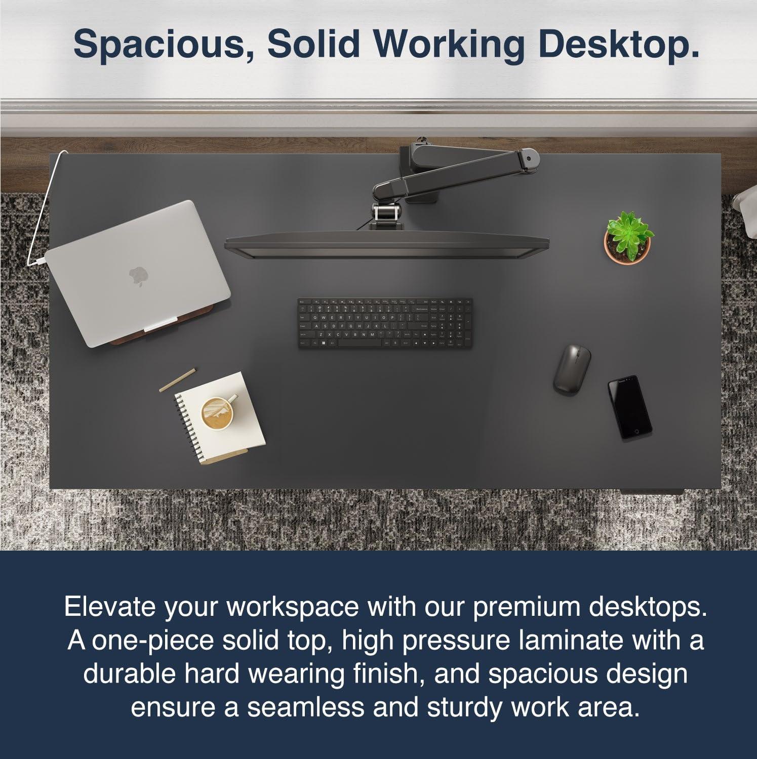 Desky Desky Single Sit Stand Desk - Adjustable Standing Desk - Ergonomic Sit & Stand Up Desk - 47x29.5 Electric Standing Desk - Adjustable Height Table - Sit to Stand Desk - Height Adjustable Desk, White