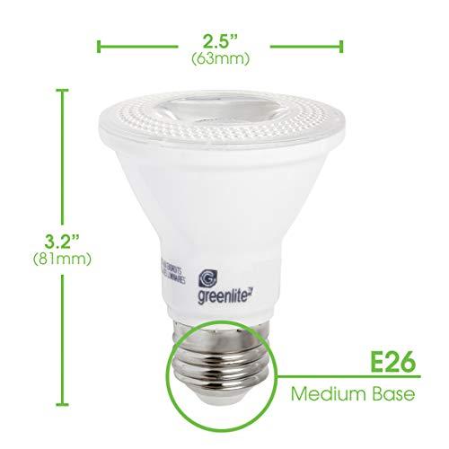Greenlite Greenlite LED PAR20 Dimmable Flood Light Bulb, 7W (50W Equivalent), 500 Lumens, 2700k Soft White, 40 Wide Flood Beam Angle, Indoor, 120V, Energy Star Certified, (Pack of 2)