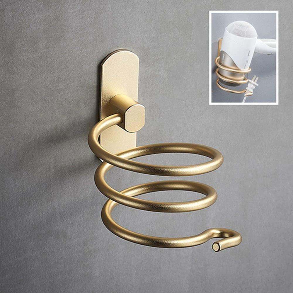 LIANGCHEN LIANGCHEN Hair Dryer Holder Wall Mounted, Aluminum Spiral Blow Dryer Rack Straightener Organizer Hanging Curling Iron Holder Bathroom Hair Styling Stand(Gold)
