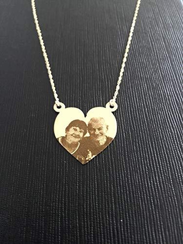 LIMA JEWELRY Photo Necklace 14K Gold, Custom Photo Jewelry, Picture Necklace, Engraved Photo, Portrait Necklace, Personalized Necklace, 14K Gold necklace