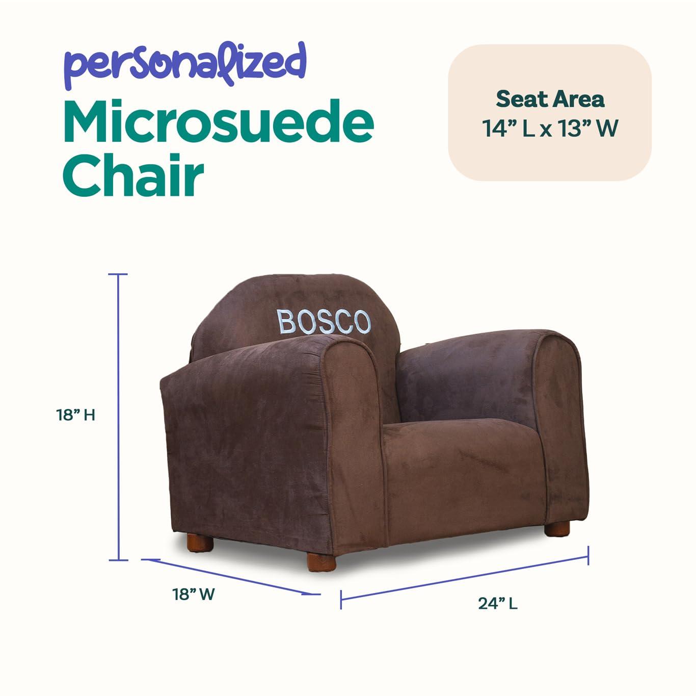 Keet Keet Personalized Toddler Chair, Customize with Name, Personalized Kids Chair, Embroidered with Name, Kids Armchair Personalized, Easy to Coordinate, Ages 2-5 Years, Kid Sofa Chair, Microsuede Brown