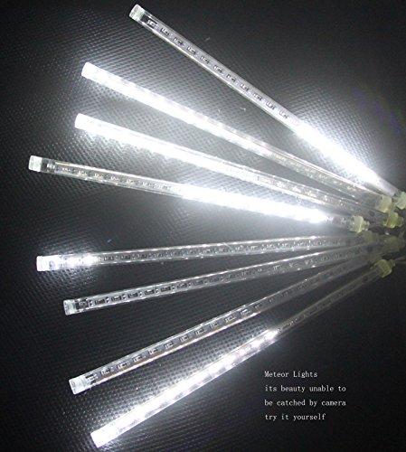CDL CDL Meteor Icicle Snow Falling Rain Drop 50cm 8 Tubes 240 LED Shower Christmas Raindrop Cascading Lights for Wedding Party Holiday Xmas Halloween Home Garden Tree Decoration -US Plug (Cool White)